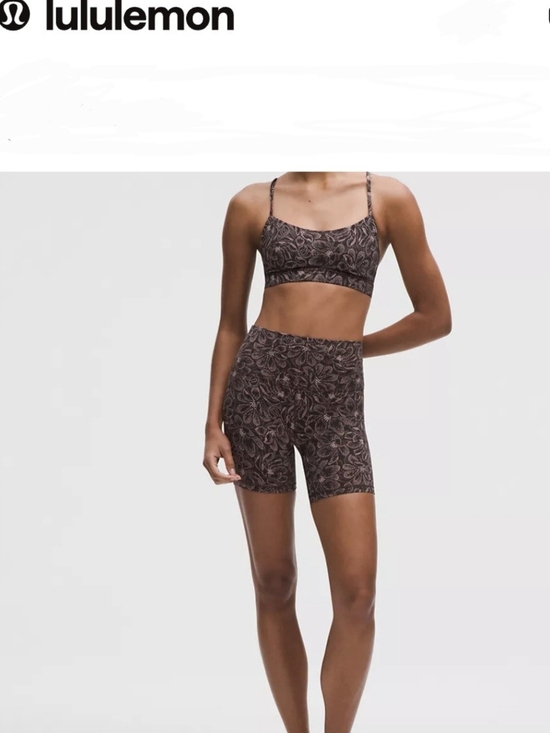 lululemon athletica Pants - lululemon athletica Brown Floral Print High-Rise Athletic Bike Shorts